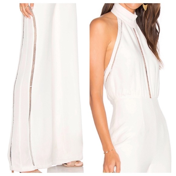 Misha Collection White Jumpsuit w/ Lace Insets - Picture 2 of 2